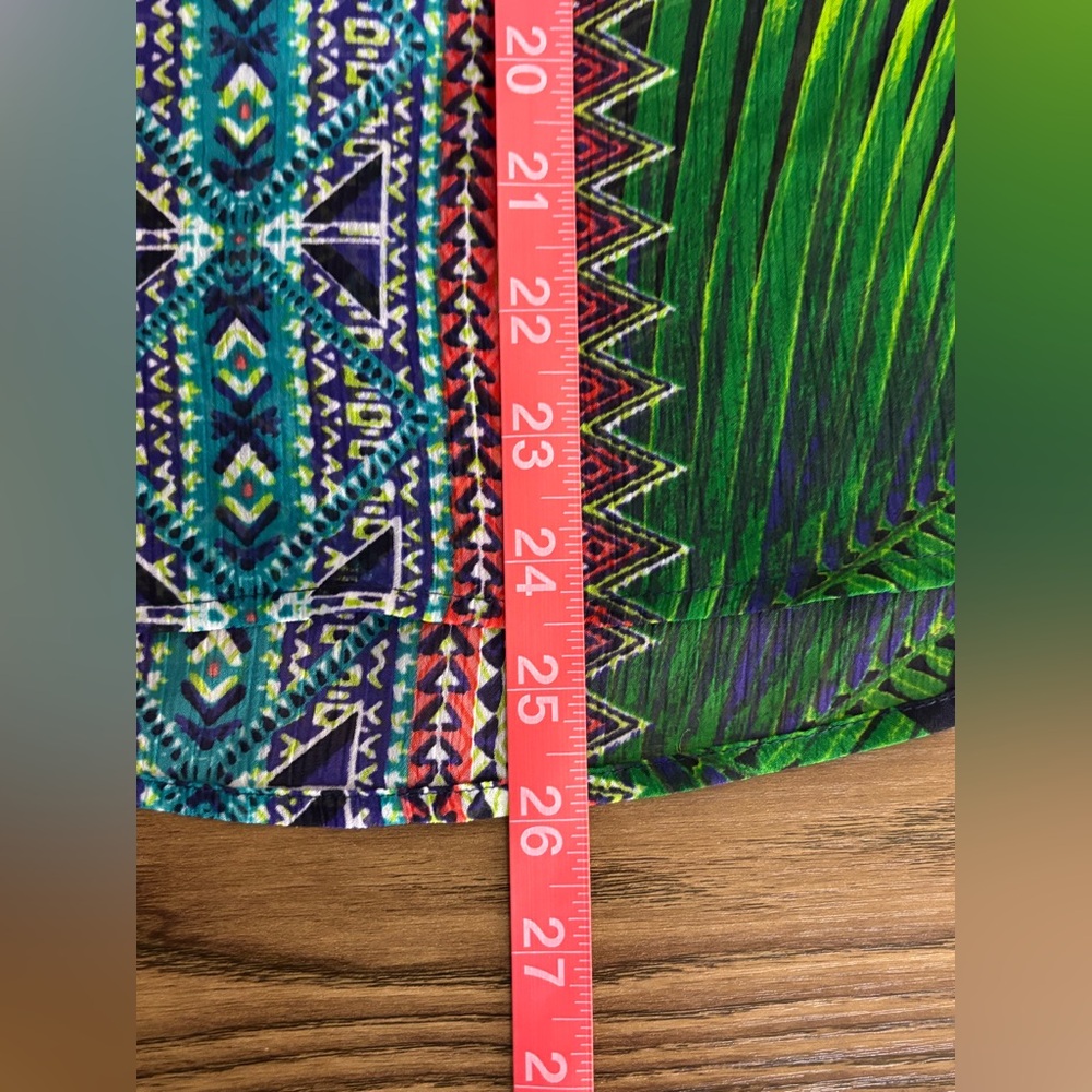 Ruby Rd. Vibrant Green And Blue Patterned Blouse - image 5